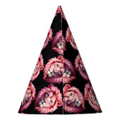 Pink Lion Head Animal Pattern Design - Black  Partyhütchen (Rückseite)