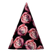 Pink Lion Head Animal Pattern Design - Black  Partyhütchen (Links)