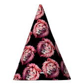 Pink Lion Head Animal Pattern Design - Black Partyhütchen (Rechts)