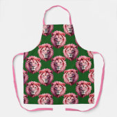 Pink Lion Head Animal Pattern Design Green  Schürze (Vorderseite)