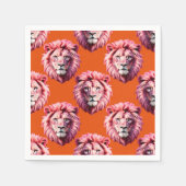 Pink Lion Head Animal Pattern Design Orange  Serviette (Vorderseite)