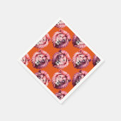 Pink Lion Head Animal Pattern Design Orange Serviette (Ecke)