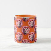 Pink Lion Head Animal Pattern Design Orange Tasse (Zentrum)