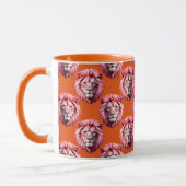 Pink Lion Head Animal Pattern Design Orange Tasse (Links)