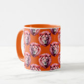 Pink Lion Head Animal Pattern Design Orange Tasse (Vorderseite Links)