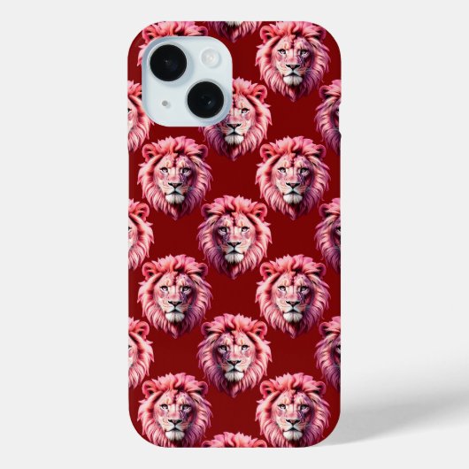 Pink Lion Head Animal Pattern Design Red  Case-Mate iPhone Hülle (Rückseite)