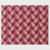 Pink Lion Head Animal Pattern Design Red  Geschenkpapier (Flach)