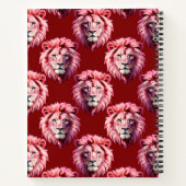 Pink Lion Head Animal Pattern Design Red Notizblock (Rückseite)