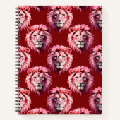 Pink Lion Head Animal Pattern Design Red Notizblock (Vorderseite)