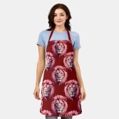 Pink Lion Head Animal Pattern Design Red  Schürze (Getragen)