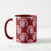 Pink Lion Head Animal Pattern Design Red Tasse (Links)