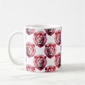Pink Lion Head Animal Pattern Design White  Kaffeetasse (Links)