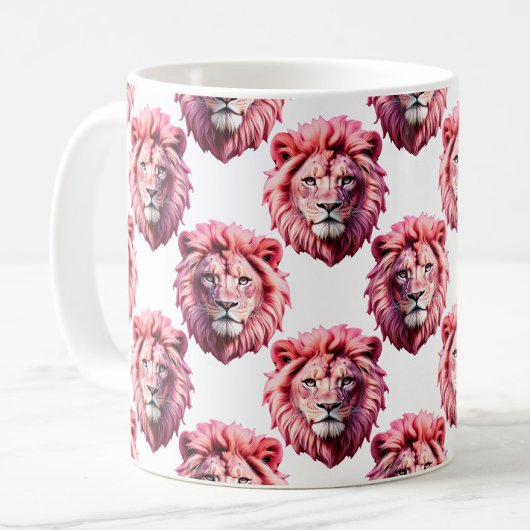 Pink Lion Head Animal Pattern Design White  Kaffeetasse