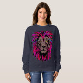 Pink Lion Head - Lion Face Portrait Sweatshirt (Vorne ganz)