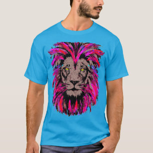 Pink Lion Head - Lion Face Portrait Zeichnend T-Shirt
