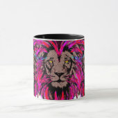 Pink Lion Head - Lion Face Portrait Zeichnend Tasse (Zentrum)