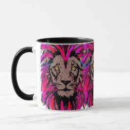 Pink Lion Head - Lion Face Portrait Zeichnend Tasse