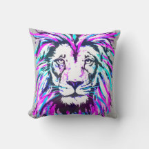 Pink Lion Head - Lion Face Throw Kissen