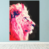 Pink Lion Majestät auf schwarzer Leinwand (Insitu (Holzboden))