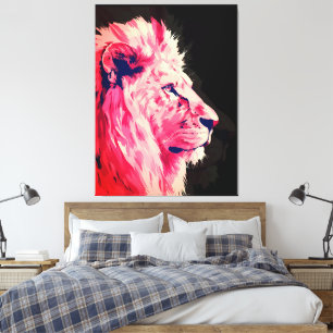 Pink Lion Majestät auf schwarzer Leinwand