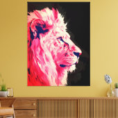 Pink Lion Majestät auf schwarzer Leinwand (Insitu (Wohnzimmer))