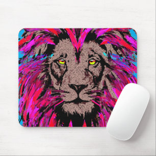 Pink Lion Mouse Pad - Lion Face Portrait Zeichnend Mousepad