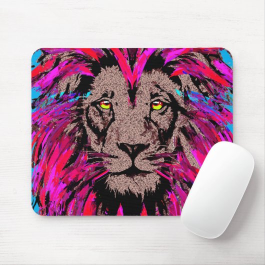 Pink Lion Mouse Pad - Lion Face Portrait Zeichnend Mousepad (Mit Mouse)