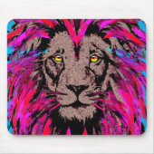 Pink Lion Mouse Pad - Lion Face Portrait Zeichnend Mousepad (Vorne)