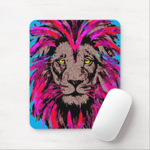 Pink Lion Mouse Pad - Lion Face Portrait Zeichnend Mousepad