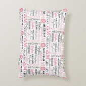 Pink Lion und Zebra mit Name und Monogramm Muster Dekokissen (Rückseite(Vertikal))