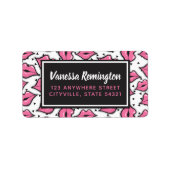 Pink Lip Kiss Lipstick & Beauty Distributor Custom Adressaufkleber (Vorne)