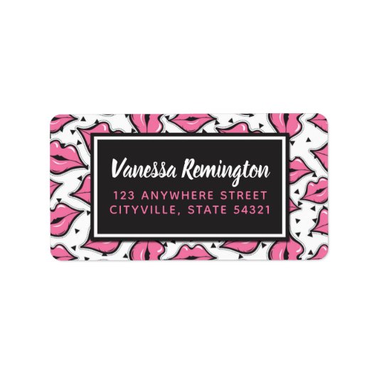 Pink Lip Kiss Lipstick & Beauty Distributor Custom Adressaufkleber (Vorne)