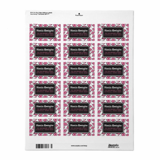 Pink Lip Kiss Lipstick & Beauty Distributor Custom Adressaufkleber (Vorne)