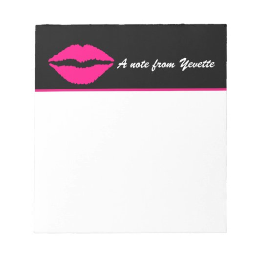 Pink Lip Print Custom Note Pad Notizblock (Vorderseite)