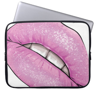 Pink-Lippenfarbenglanz mit Zähnen Laptopschutzhülle