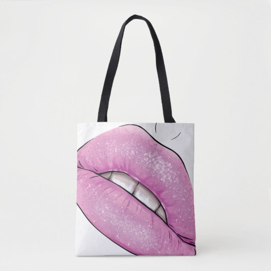 Pink-Lippenfarbenglanz mit Zähnen Tasche (Vorderseite)