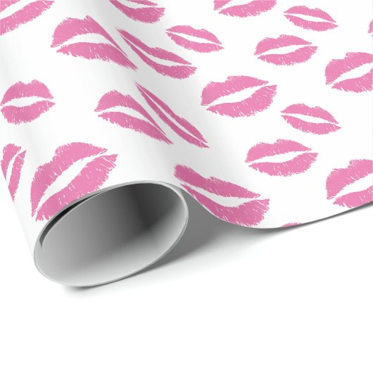 Pink-Lippenkuss-Muster Geschenkpapier (Rolleneckpunkt)