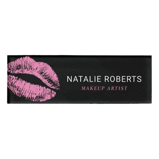 Pink-LippenMaskenbildner-Schönheits-Salon Namenschild (Vorderseite)