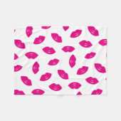 Pink-Lippenmuster-schicker Lippenstift-Druck Fleecedecke (Vorderseite (Horizontal))