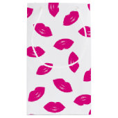Pink-Lippenmuster-schicker Lippenstift-Druck Kleine Geschenktüte (Rückseite)