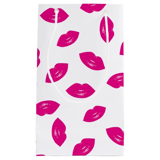 Pink-Lippenmuster-schicker Lippenstift-Druck Kleine Geschenktüte (Vorderseite)