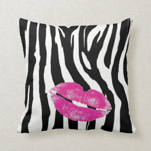 Pink-Lippenzebra-Druck Kissen