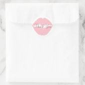 Pink Lips Danke Runder Aufkleber (Tasche)