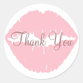 Pink Lips Danke Runder Aufkleber