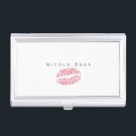 Pink Lips Glitzer Kiss Glam Visitenkarten Inhaber Visitenkarten Etui<br><div class="desc">Pink Lips Glitzer Kiss Glam Business Card Inhaber. Passen Sie den Text an oder verließ ihn leer.</div>
