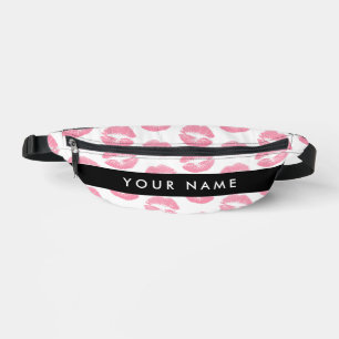 Pink Lips, Kiss, Lipstick, Ihr Name, Personalisier Bauchtasche