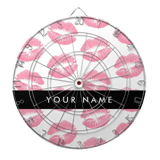 Pink Lips, Kiss, Lipstick, Ihr Name, Personalisier Dartscheibe (vorne)