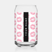 Pink Lips, Kiss, Lipstick, Ihr Name, Personalisier Dosenglas (Vorderseite)