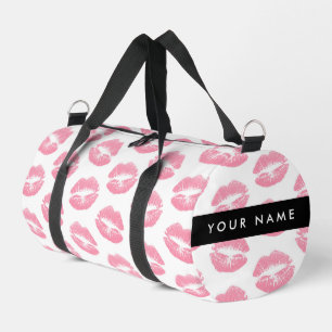 Pink Lips, Kiss, Lipstick, Ihr Name, Personalisier Duffle Bag