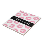Pink Lips, Kiss, Lipstick, Ihr Name, Personalisier Fliese (Seite)